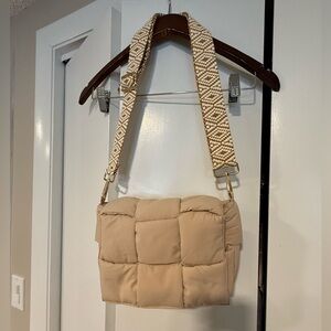 Tan Puffer Crossbody Purse